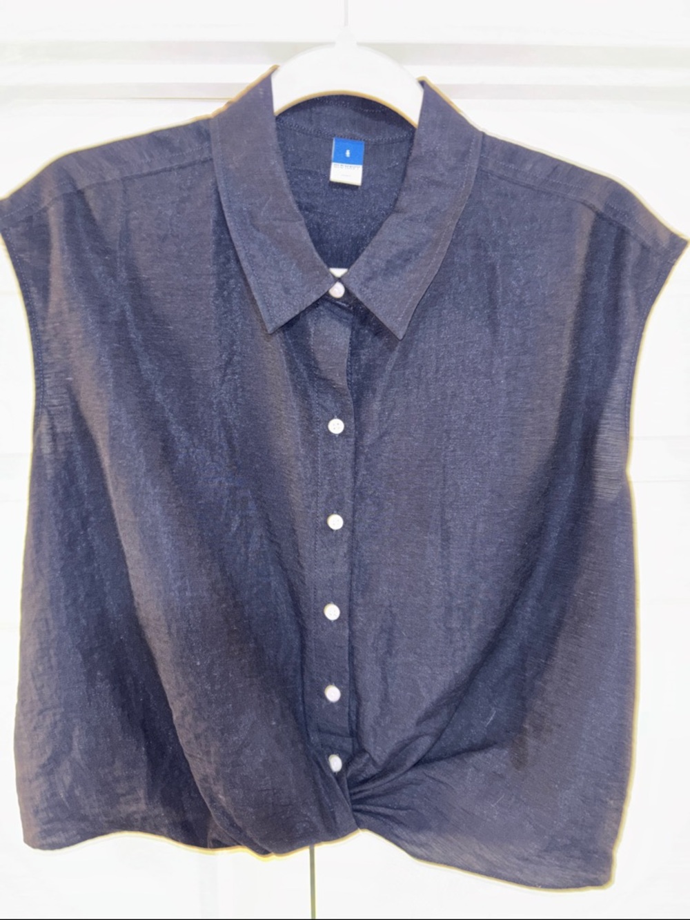 Old Navy Navy Blue Sleeveless linen-like Blouse small